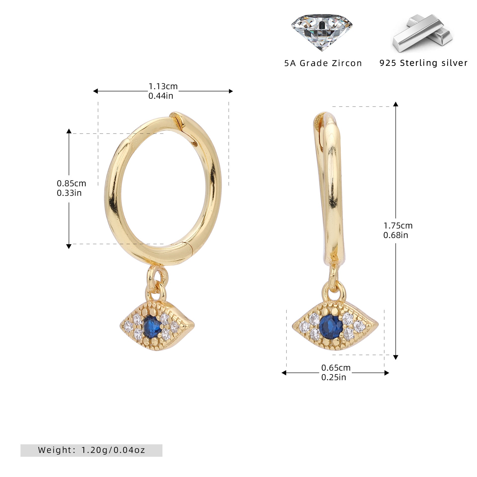 Damen Ohrhänger mit schützendem Augenmotiv aus hochwertigem 925 Sterling Silber Shop Nory