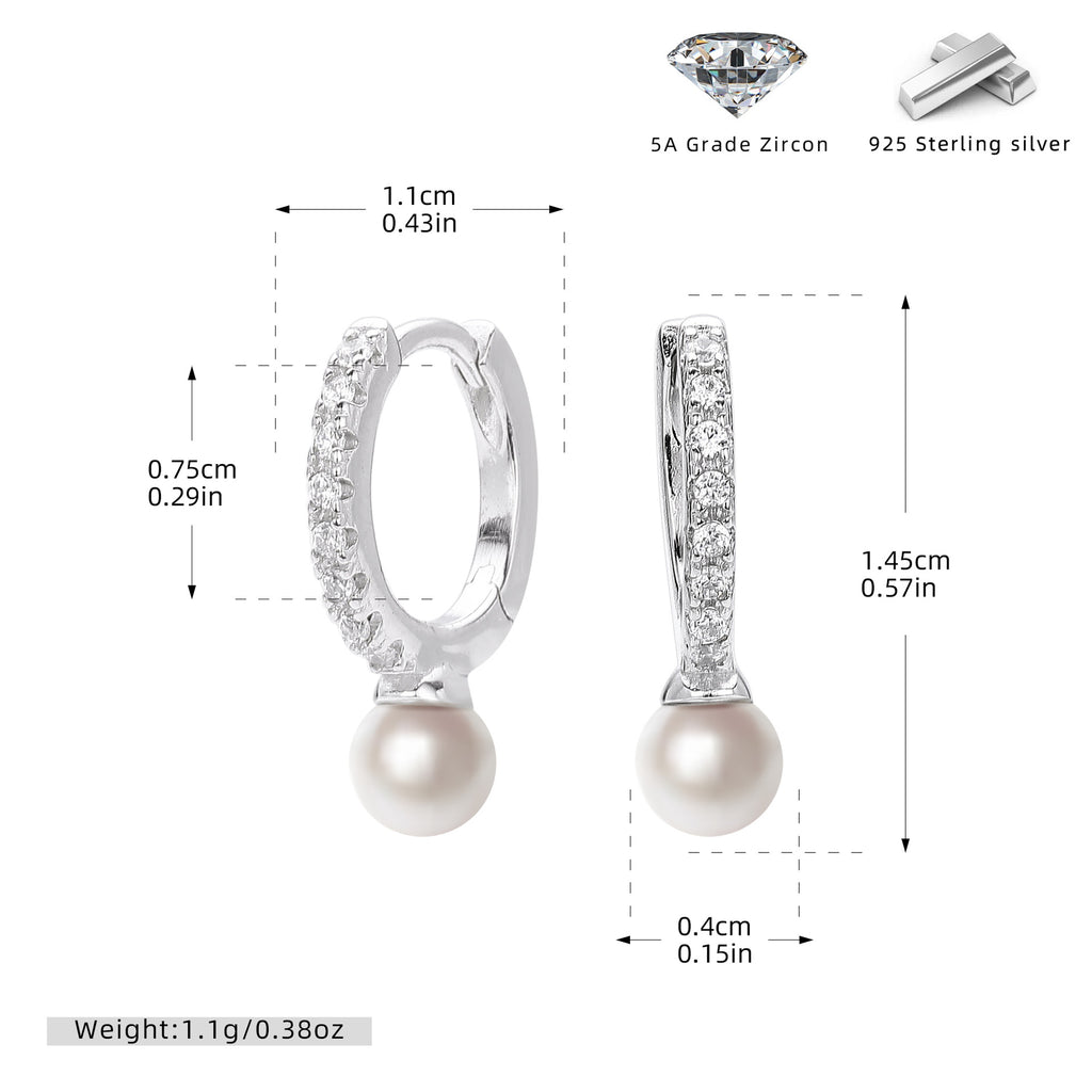 Damen Ohrhänger mit strahlendem Zirkonbesatz und perlenartigen Anhängern Shop Nory