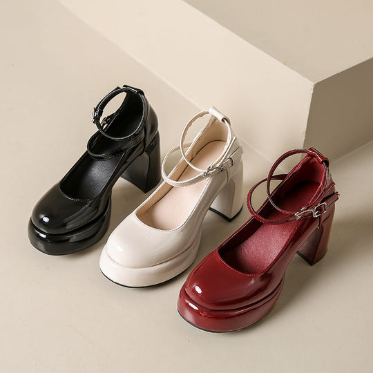 Damen Elegante Blockabsatz-Pumps mit verstellbarem Riemen