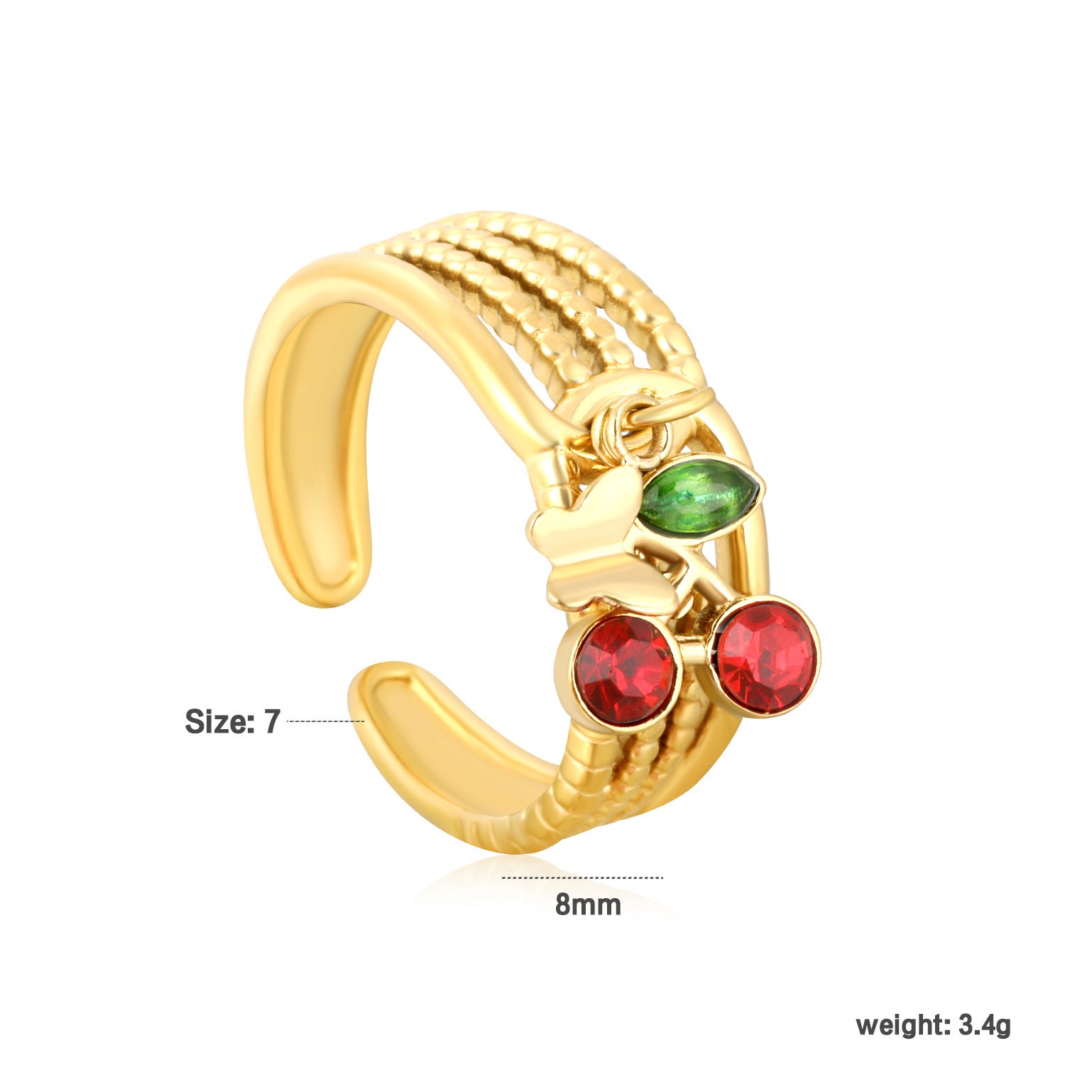 Damen Ring mit bunten Kristall-Akzenten und geschwungenem Design Shop Nory