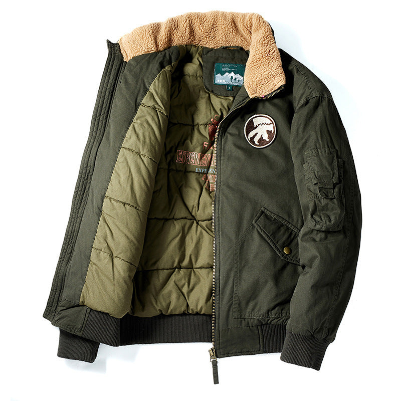 Herren Piloten-Bomberjacke mit Teddykragen, gesteppter Thermofütterung und Utility-Taschen Shop Nory