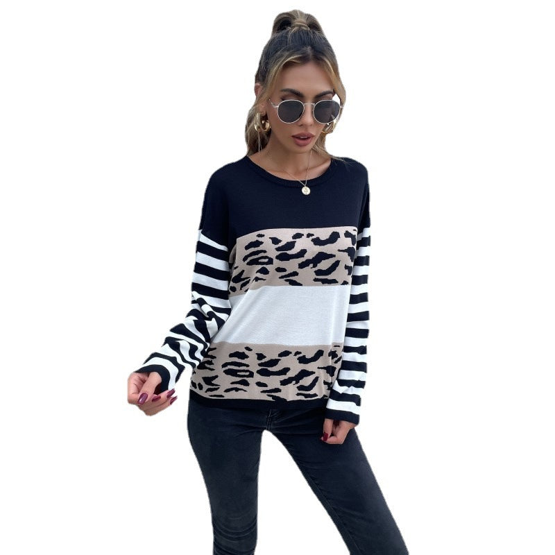 Damen Strickpullover mit Animal-Blockstreifen und Bretonärmeln Shop Nory