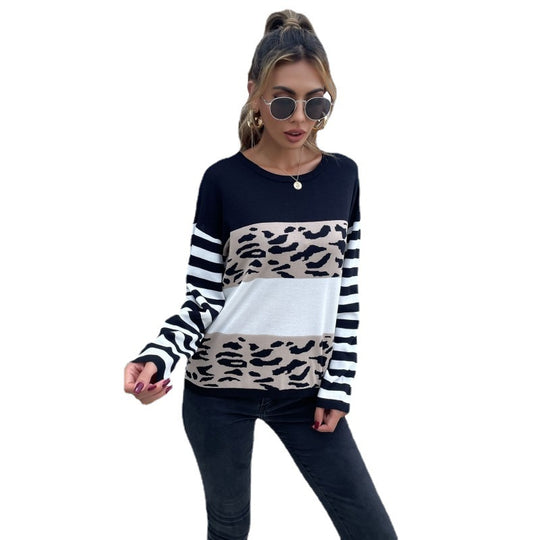 Damen Strickpullover mit Animal-Blockstreifen und Bretonärmeln Shop Nory