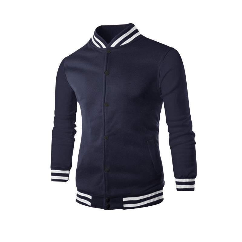 Herren nan klassische College-Baseballjacke mit elastischen Rippbündchen, Druckknopfleiste und aufgesetzten Taschen Shop Nory