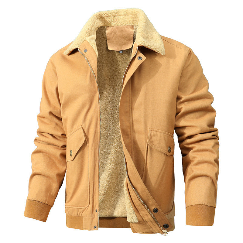 Herren Gefütterte Bomberjacke im Field-Stil mit Teddyfutter und Pattentaschen Shop Nory