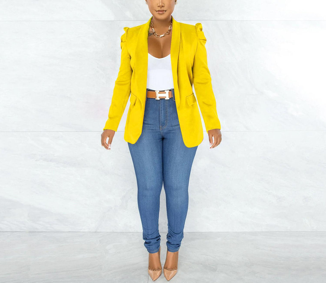 Damen taillierter Blazer mit strukturierten Schulterdetails und offenem Revers Shop Nory