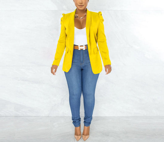 Damen taillierter Blazer mit strukturierten Schulterdetails und offenem Revers Shop Nory