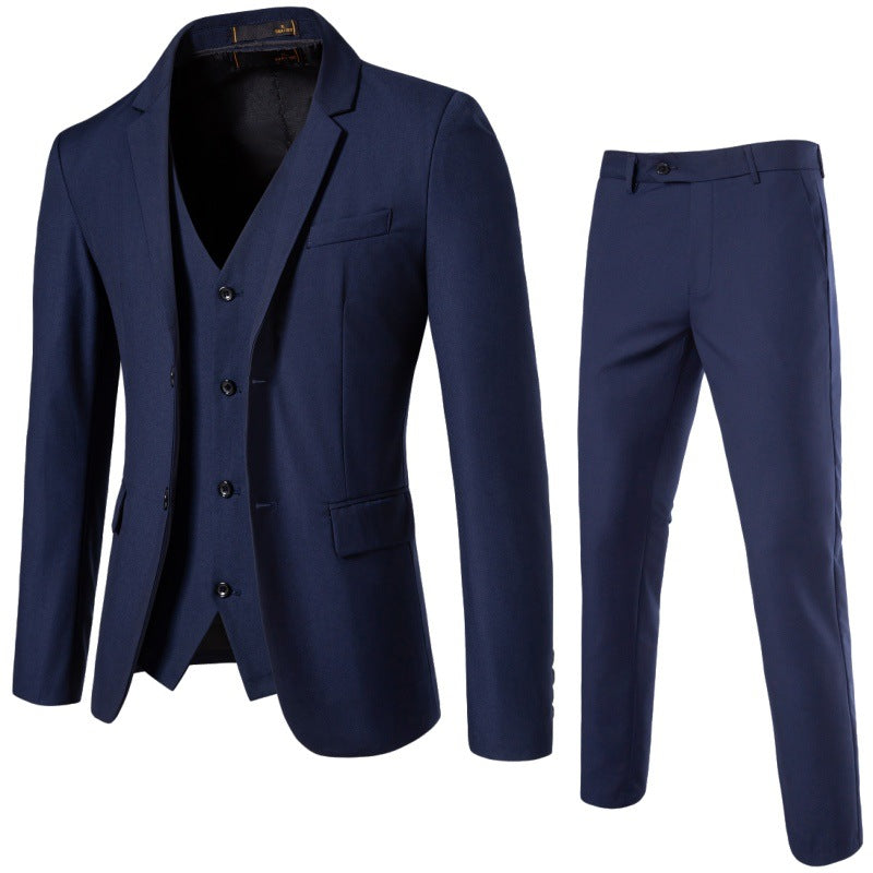 Herren Dreiteiliges tailliertes Anzugset mit Slim‑Sakko, Weste und schmaler Flachbundhose Shop Nory