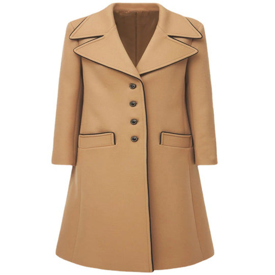 Damen Taillierter Wollmix-Mantel mit weitem Revers und ausgestelltem Rockteil Shop Nory