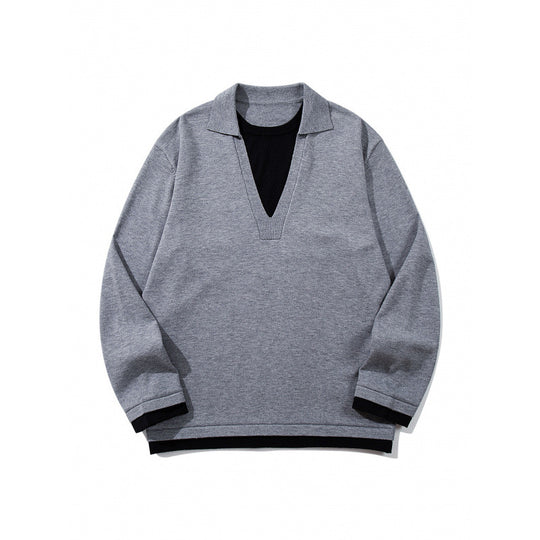 Unisex Oversize-Strickpullover mit offenem V-Ausschnitt und Hemdkragen Shop Nory