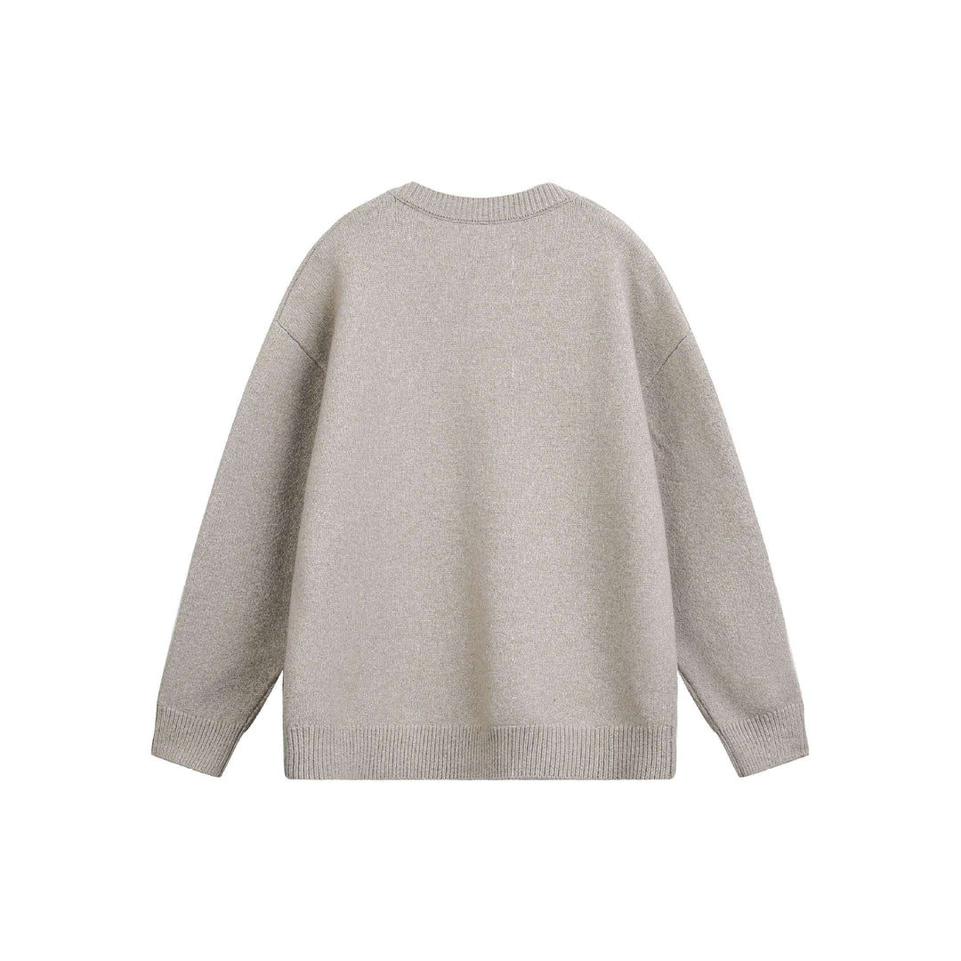 Damen Oversize V Neck Strickpullover mit Henley-Optik und gerippten Bündchen Shop Nory