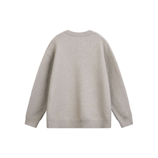 Damen Oversize V Neck Strickpullover mit Henley-Optik und gerippten Bündchen Shop Nory