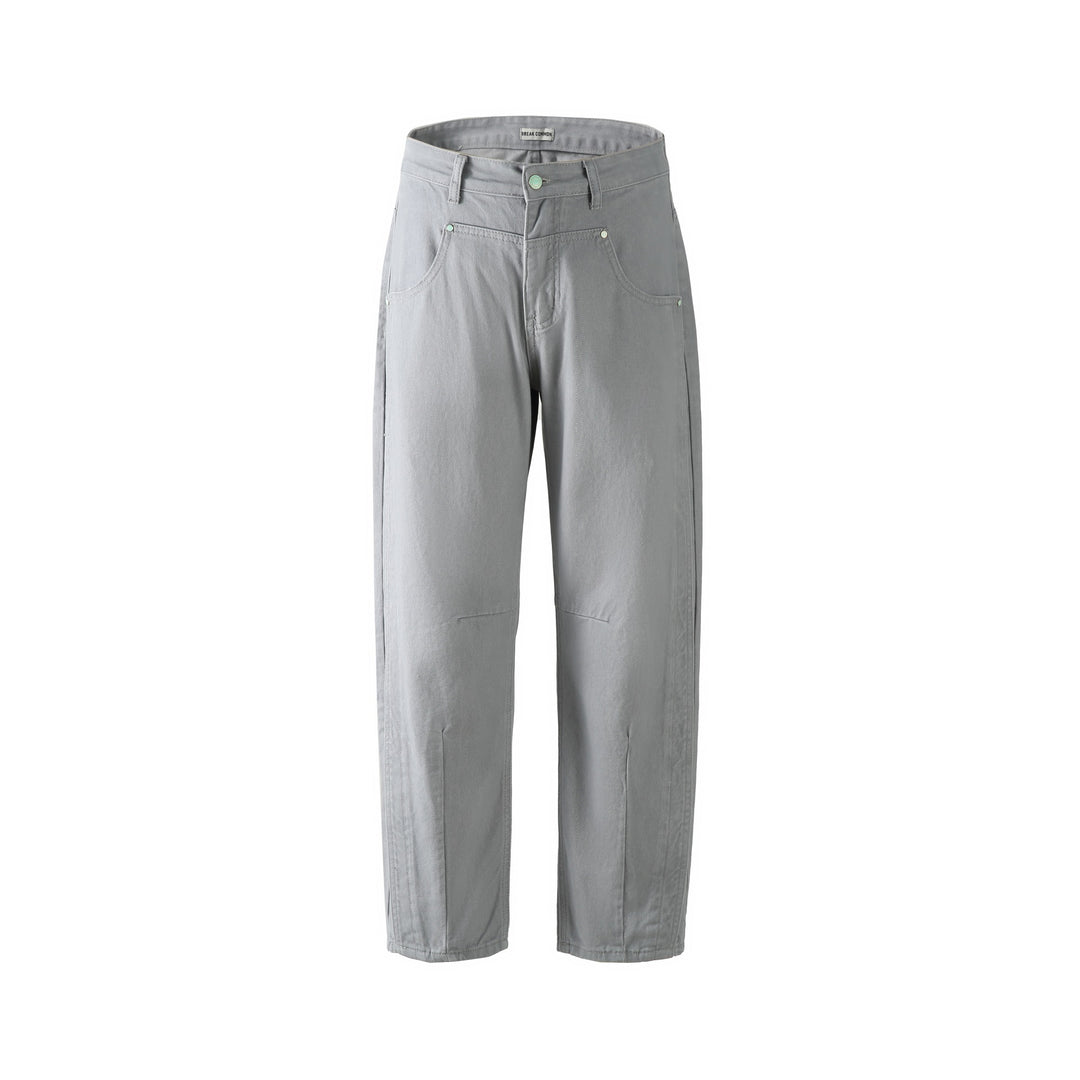 Damen Utility-Hose mit hoher Taille, geradem Bein und Ziernähten Shop Nory