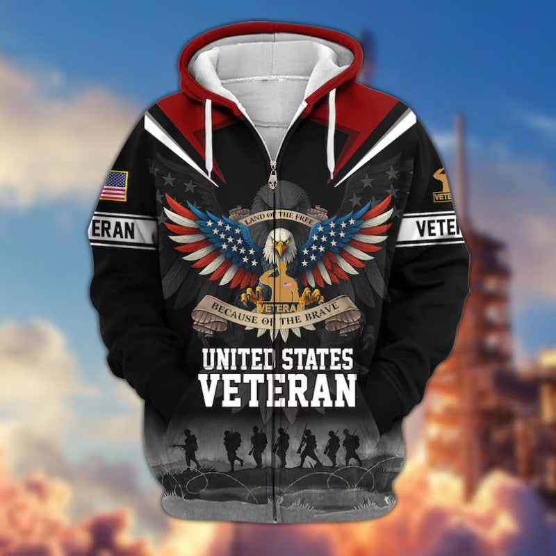 Herren Kapuzensweater mit amerikanischem Veteranenmotiv Shop Nory