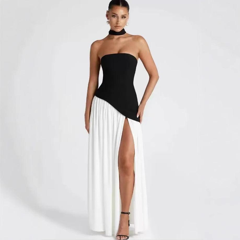 Damen Maxikleid mit figurbetontem Oberteil und schwingendem Rock
