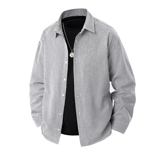 Herren gestreiftes Overshirt-Hemd mit lockerer Passform und Kentkragen Shop Nory