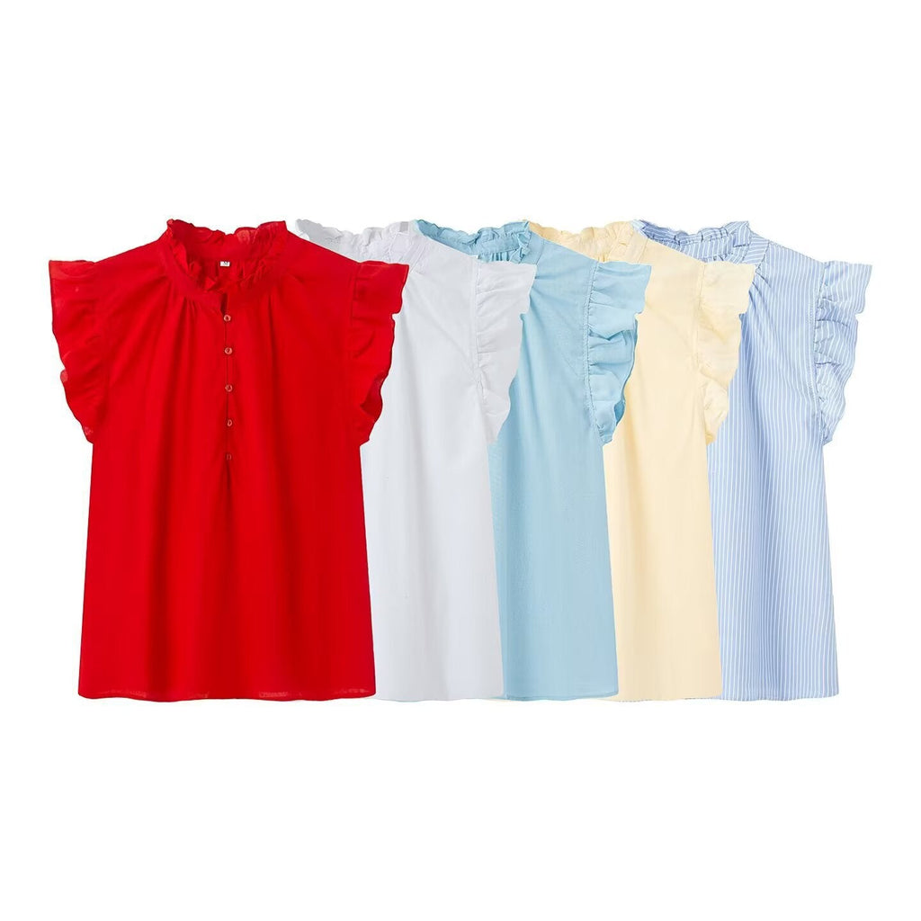 Damenbluse mit Rüschen und Knopfleiste