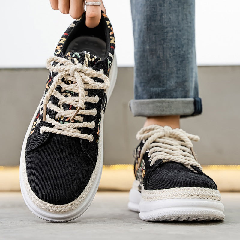 Damen Plateau-Espadrille-Sneaker mit geflochtenem Jute-Detail und monogramm-Canvas Shop Nory