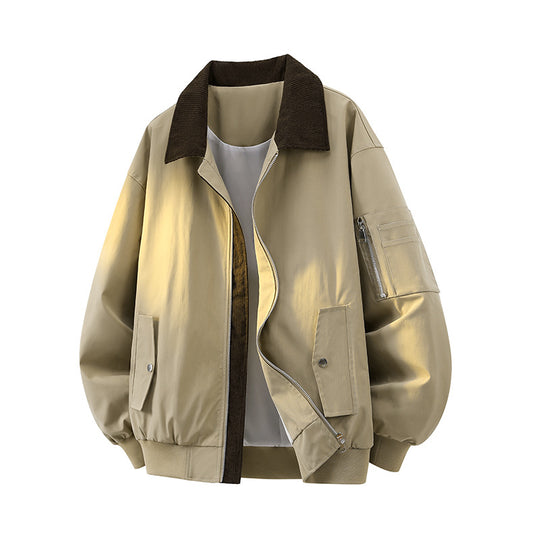 Herren Modische Bomberjacke mit Cordkragen Shop Nory