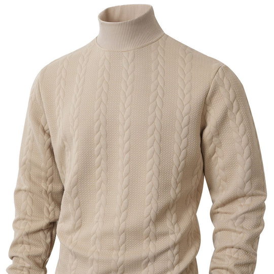 Herren grobgestrickter Zopfstrickpullover mit halbem Stehkragen und elastischen Rippbündchen Shop Nory