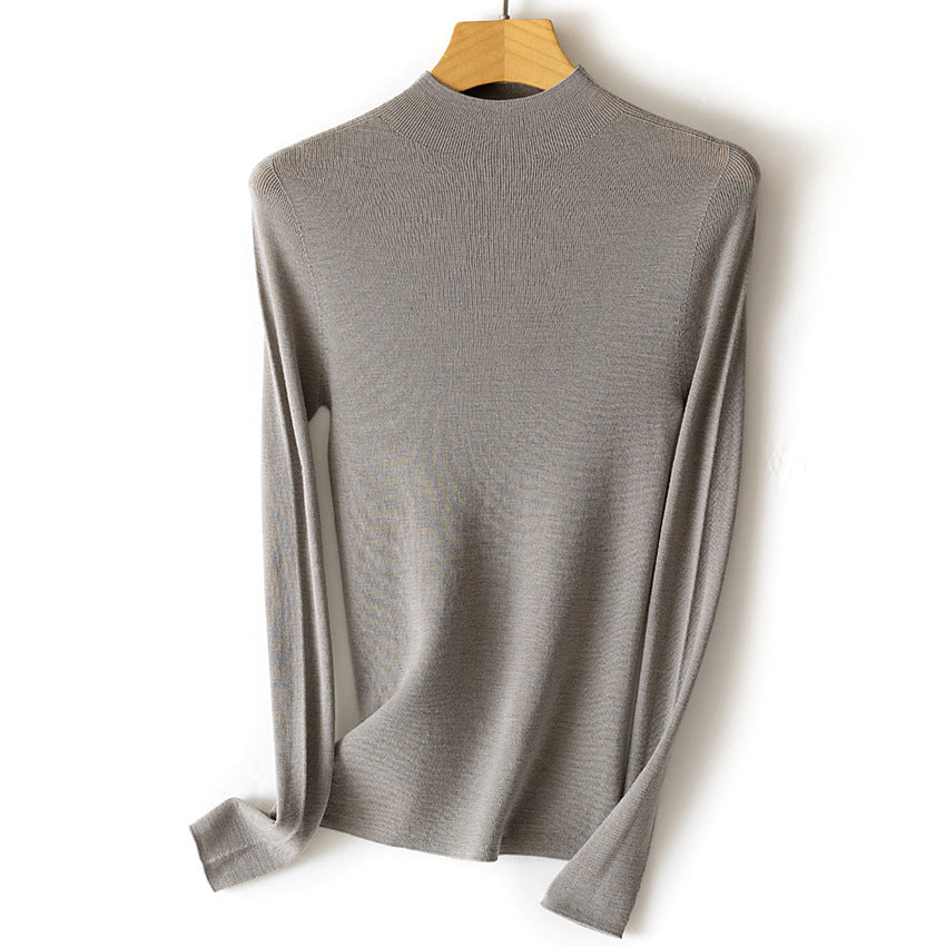 Damen Feinstrick-Longsleeve mit kurzem Stehkragen und schlanker Silhouette Shop Nory