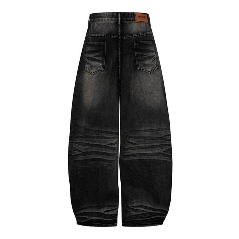 Damen Weite High‑Waist Ballon-Jeans mit Ziernähten Shop Nory