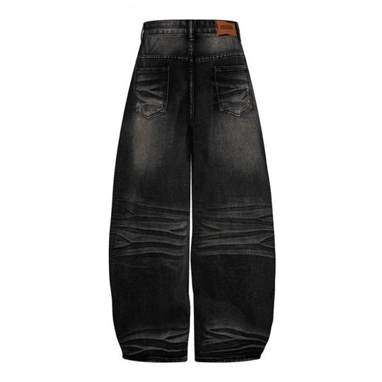 Damen Weite High‑Waist Ballon-Jeans mit Ziernähten Shop Nory