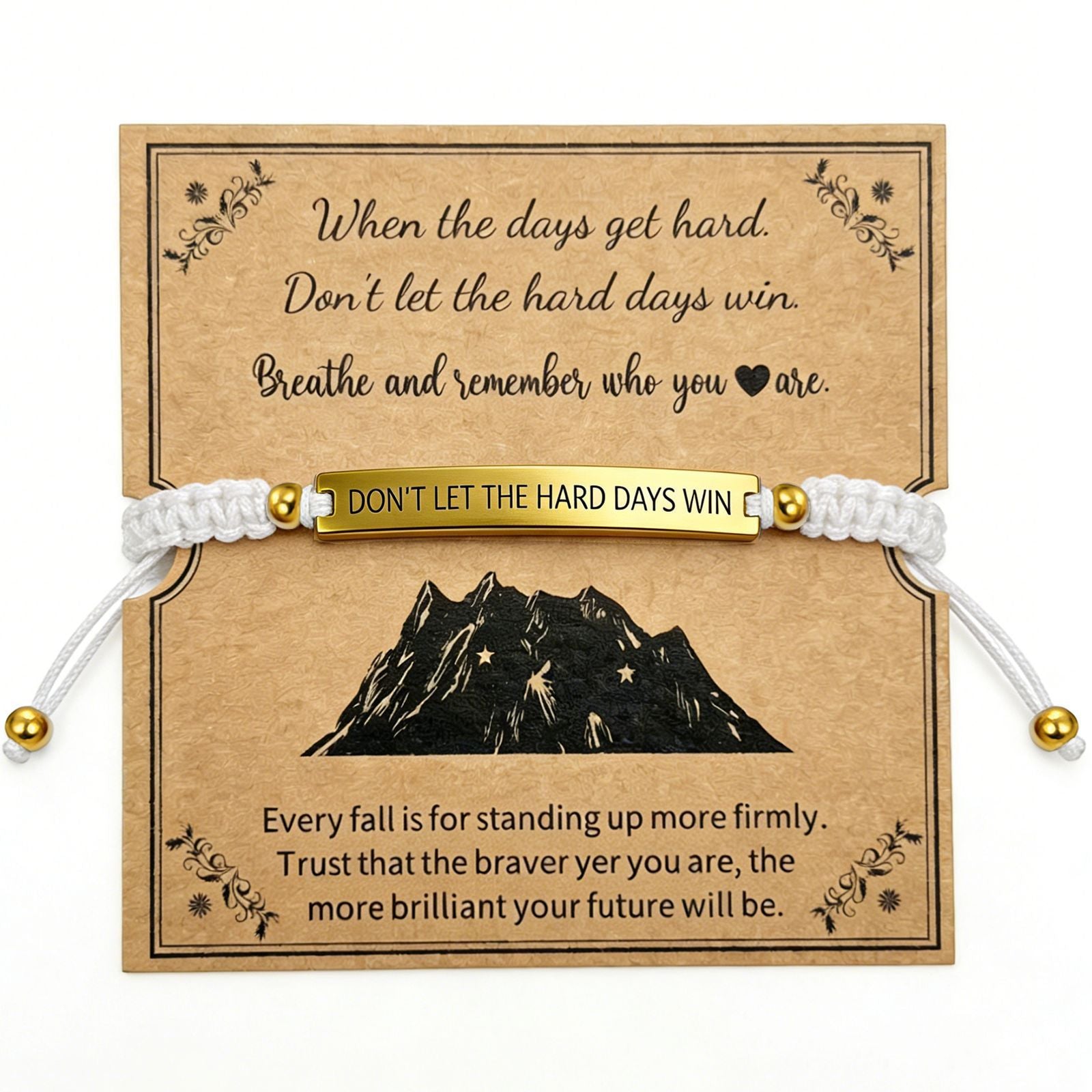 Damen Motivationsarmband mit verstellbarem Knoten und inspirierendem Spruch Shop Nory