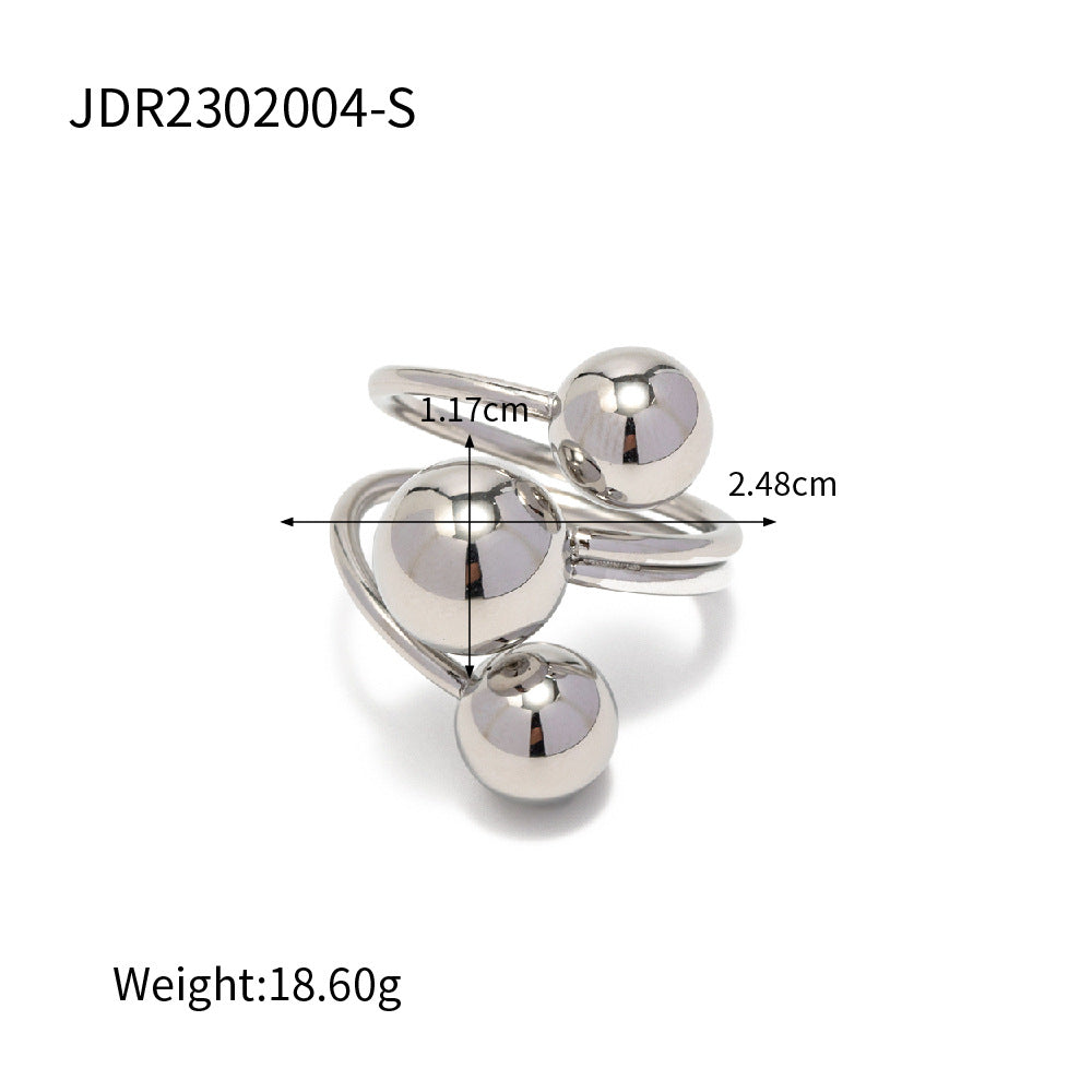 Damen Offener Ring mit modernen Kugeldesigns und hypoallergener Edelstahlverarbeitung Shop Nory