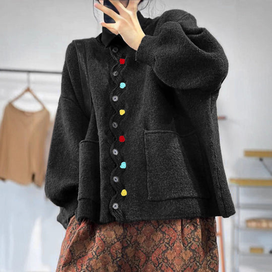 Damen Oversized Strickcardigan mit Zierknopfleiste und aufgesetzten Taschen Shop Nory