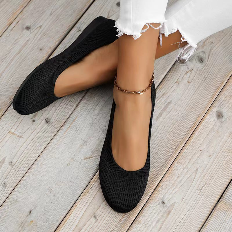 Damen bequeme Textil-Ballerinas im modernen Rippendesign Shopnory