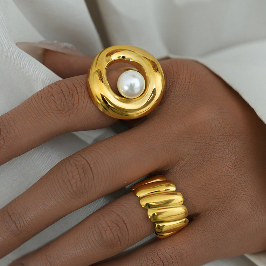 Damen Perlenring mit elegantem Spiraldesign Shop Nory