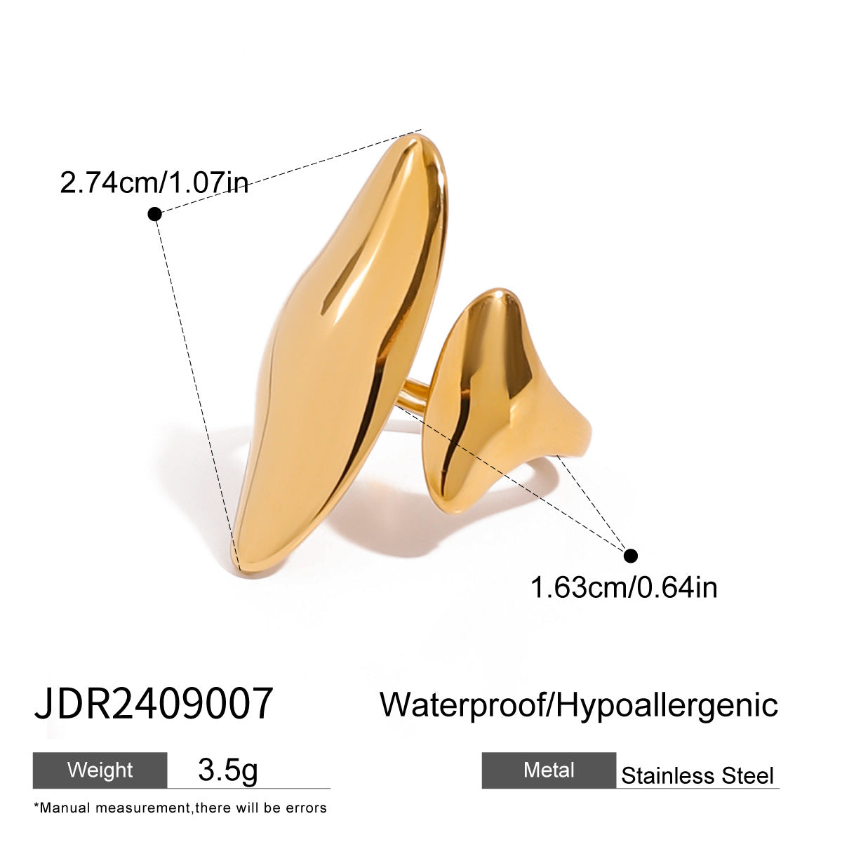 Damen eleganter Ring aus hypoallergenem und wasserfestem Edelstahl Shop Nory