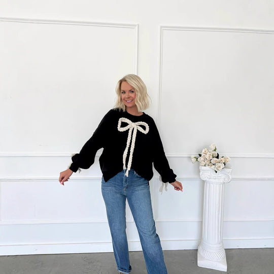 Damen Modischer Pullover mit dekorativem Knotendesign