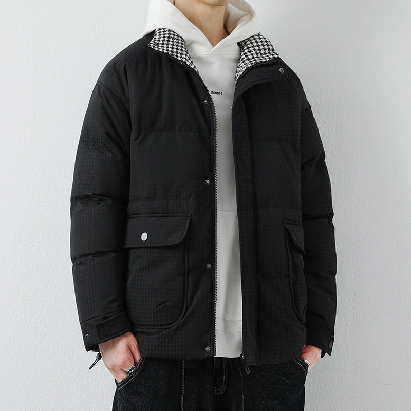 Herren Modische Pufferjacke mit Karokragen Shop Nory