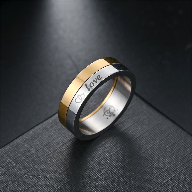 Herren Ring mit modernem zweifarbigem Design und graviertem Schriftzug Shop Nory