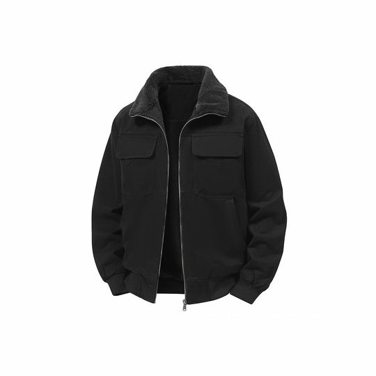 Herren Thermo‑Bomberjacke mit durchgehendem Reißverschluss, Sherpa‑Kragen und Utility‑Taschen Shop Nory