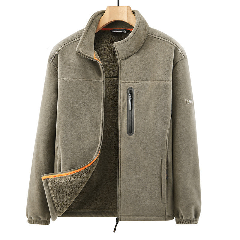 Herren Microfleece-Outdoorjacke mit wasserdichter Brusttasche, Stehkragen und Teddyfleece-Innenfutter Shop Nory