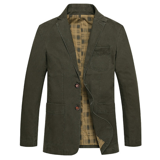 Herren legeres Canvas-Sakko mit aufgesetzten Taschen und kariertem Innenfutter Shop Nory