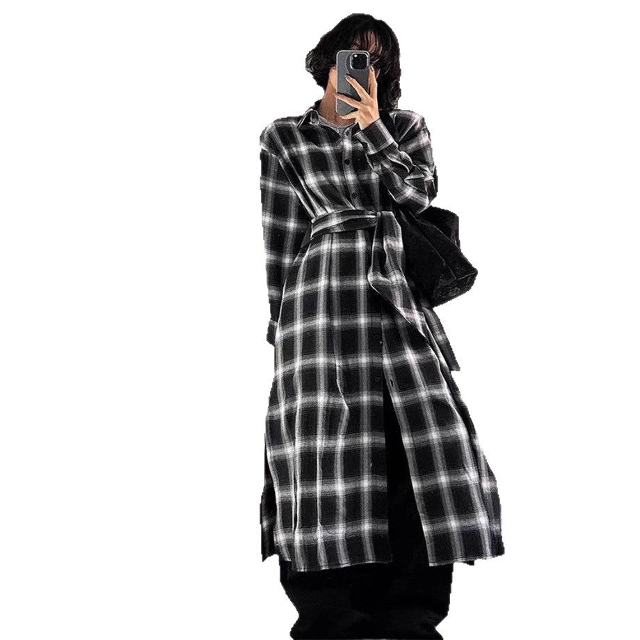 Damen Langes Karo-Hemd im Oversize‑Cut mit Taillen-Knotendetail und Seitenschlitzen Shop Nory