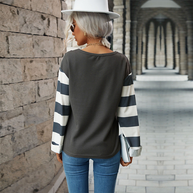 Damen Feinstrickpullover mit Animalpanel und kontrastierenden Blockärmeln Shop Nory