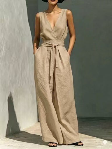 Damen Jumpsuit Spitze V-Ausschnitt