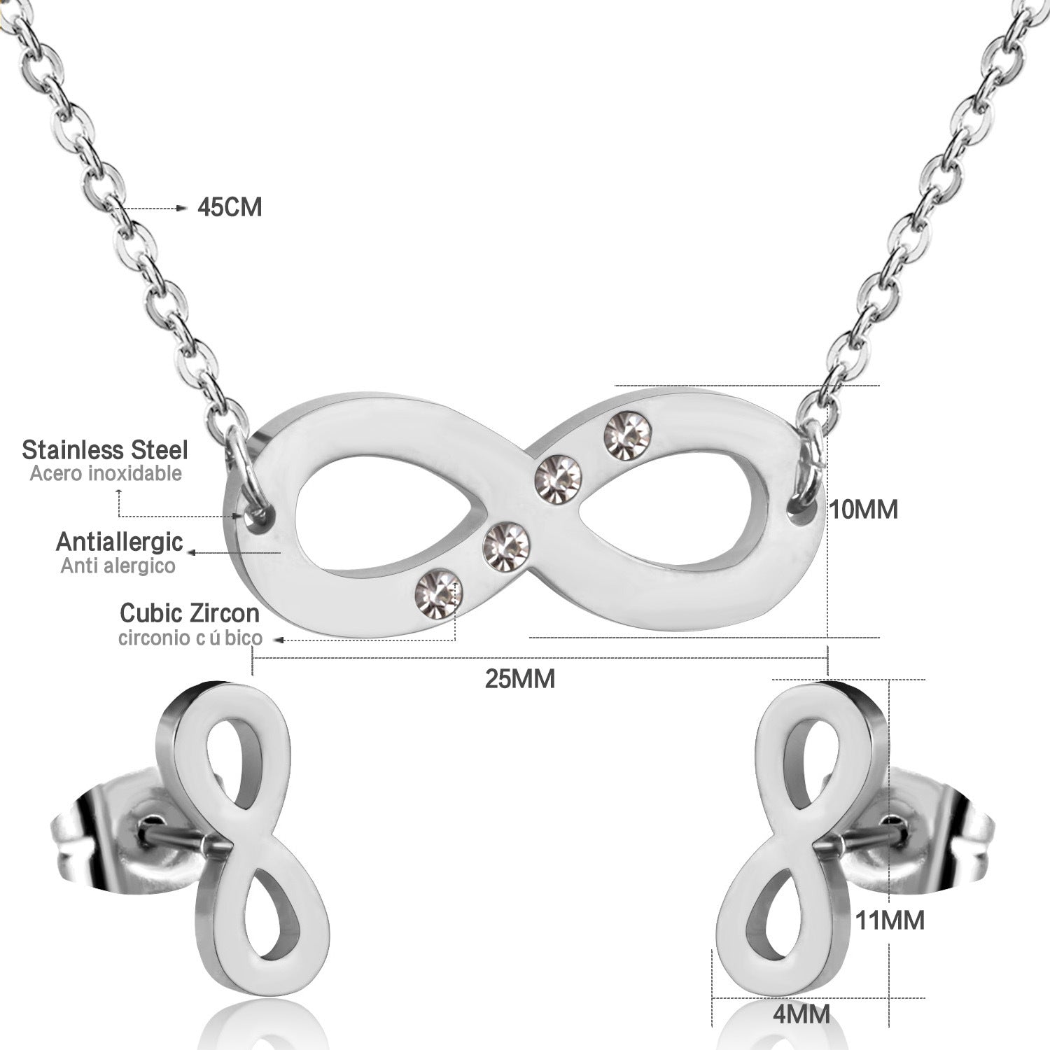Damen Armband mit unendlichem Symbol aus hochwertigem Edelstahl Shop Nory