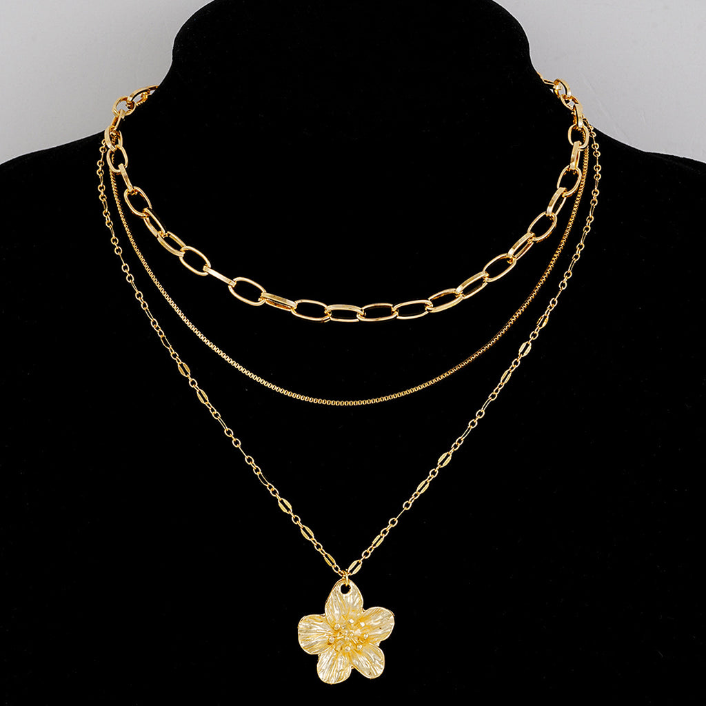 Damen mehrlagige Halskette mit floralen Anhängern Shop Nory