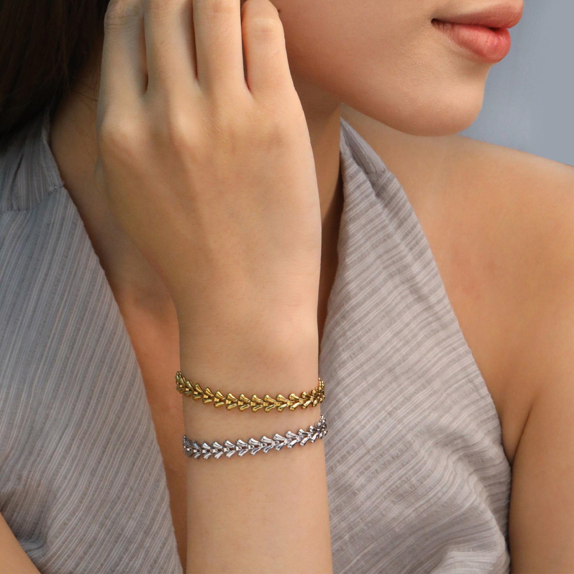Damen Edelstahl Armband mit elegantem Kettendesign Shop Nory