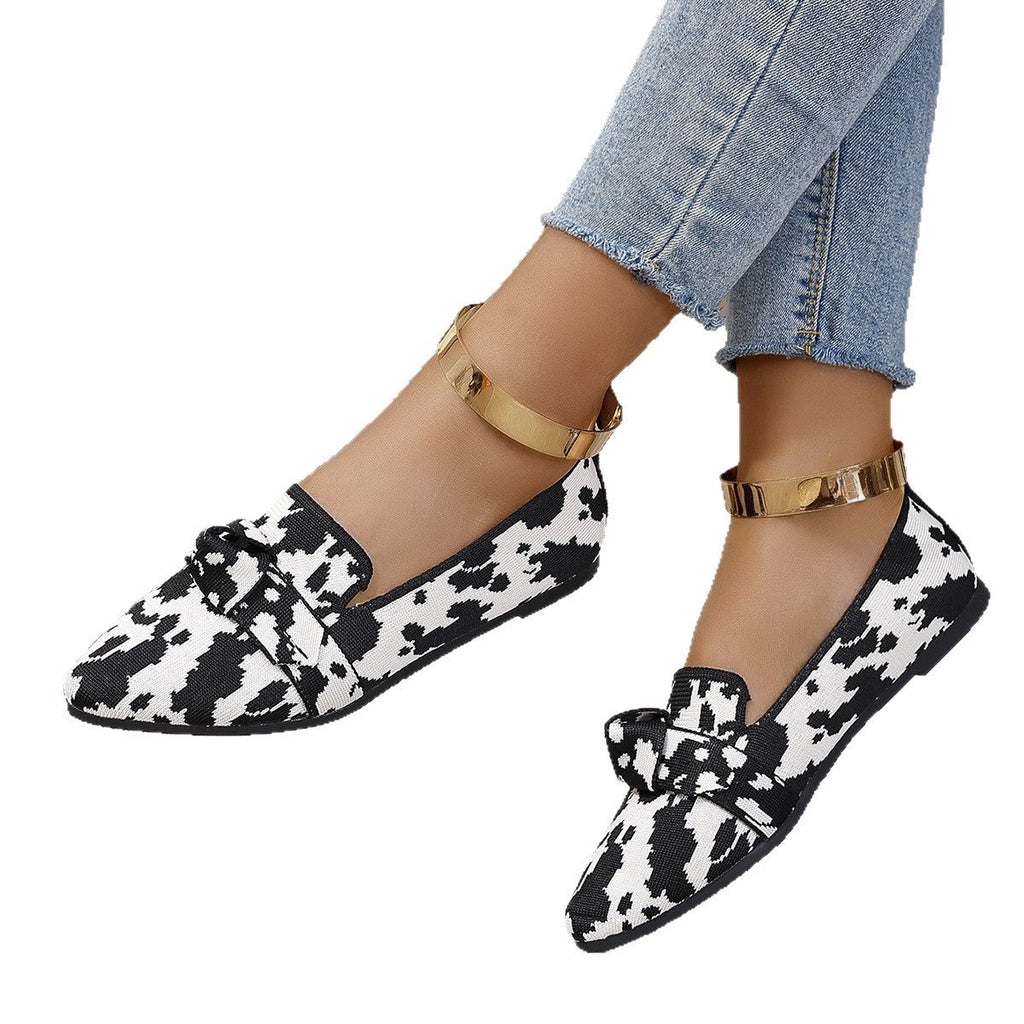 Damen Ballerinas mit modischem Streifendesign und charmantem Schleifenakzent Shopnory