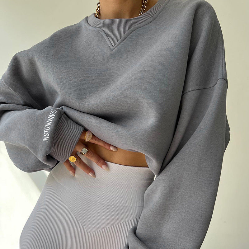Damen lässiger Oversized Sweatshirt mit Raglanärmeln und besonderen Detailnähten
