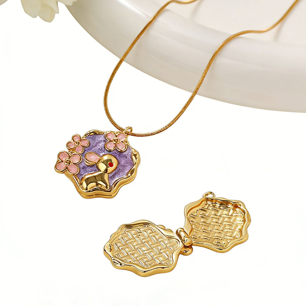 Damen filigraner Anhänger mit Kinder-Motiv und Blumendekor Shop Nory