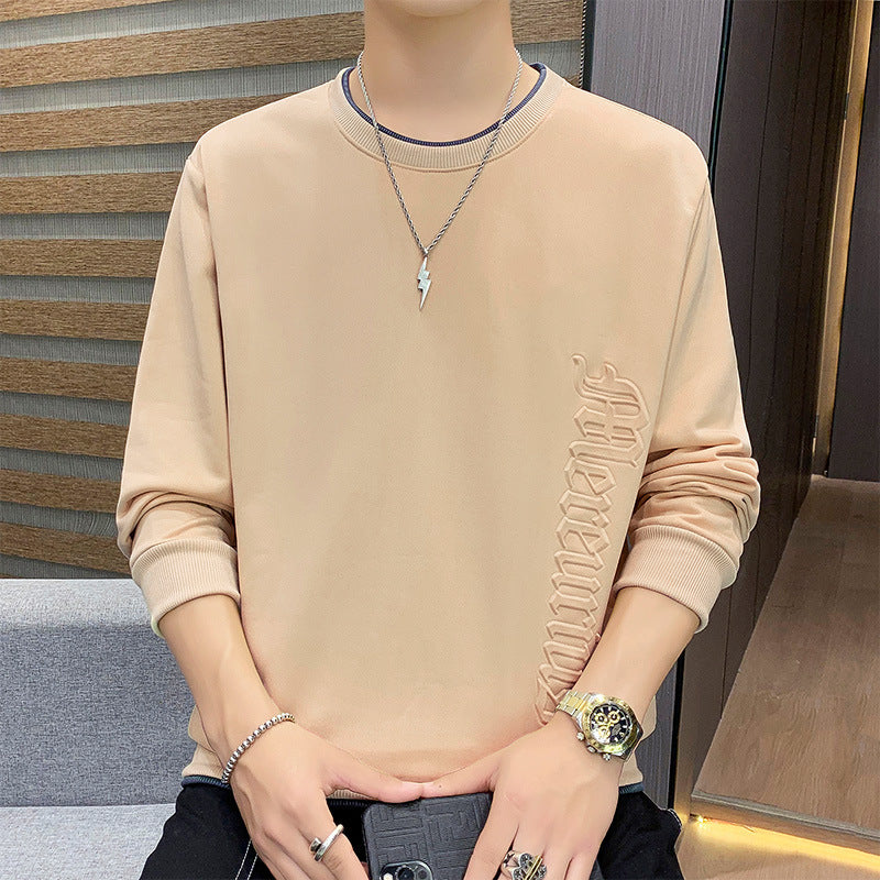 Herren Casual‑Sweatshirt mit seitlicher 3D‑Prägung, Rundhalsausschnitt und Rippbündchen Shop Nory