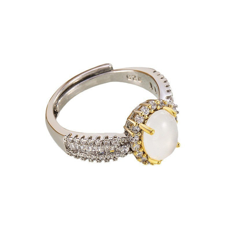 Damen eleganter und funkelnder Ring mit Mondstein Shop Nory